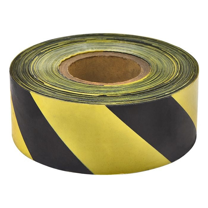Barrier Tape Black & Yellow 75mm x 500m