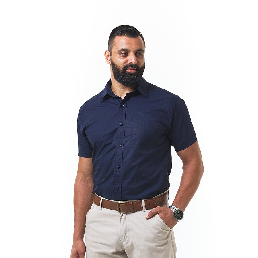 Dromex Formal Shirt Short Sleeve Navy Blue
