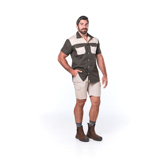 Dromex Horizon Work Shirt Short Sleeve Olive-Stone