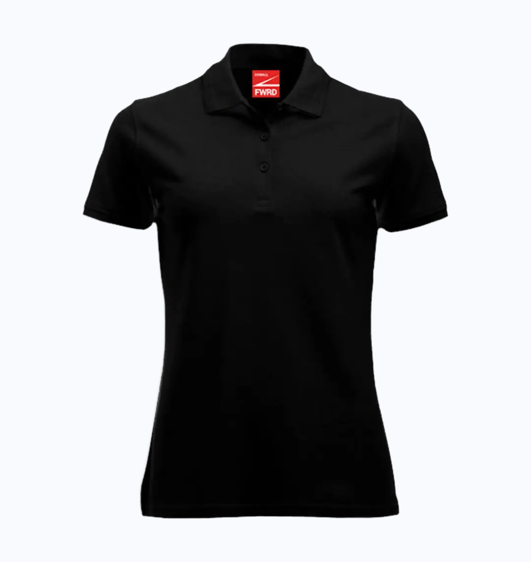 Teal polo shirt with a brand logo on a white background