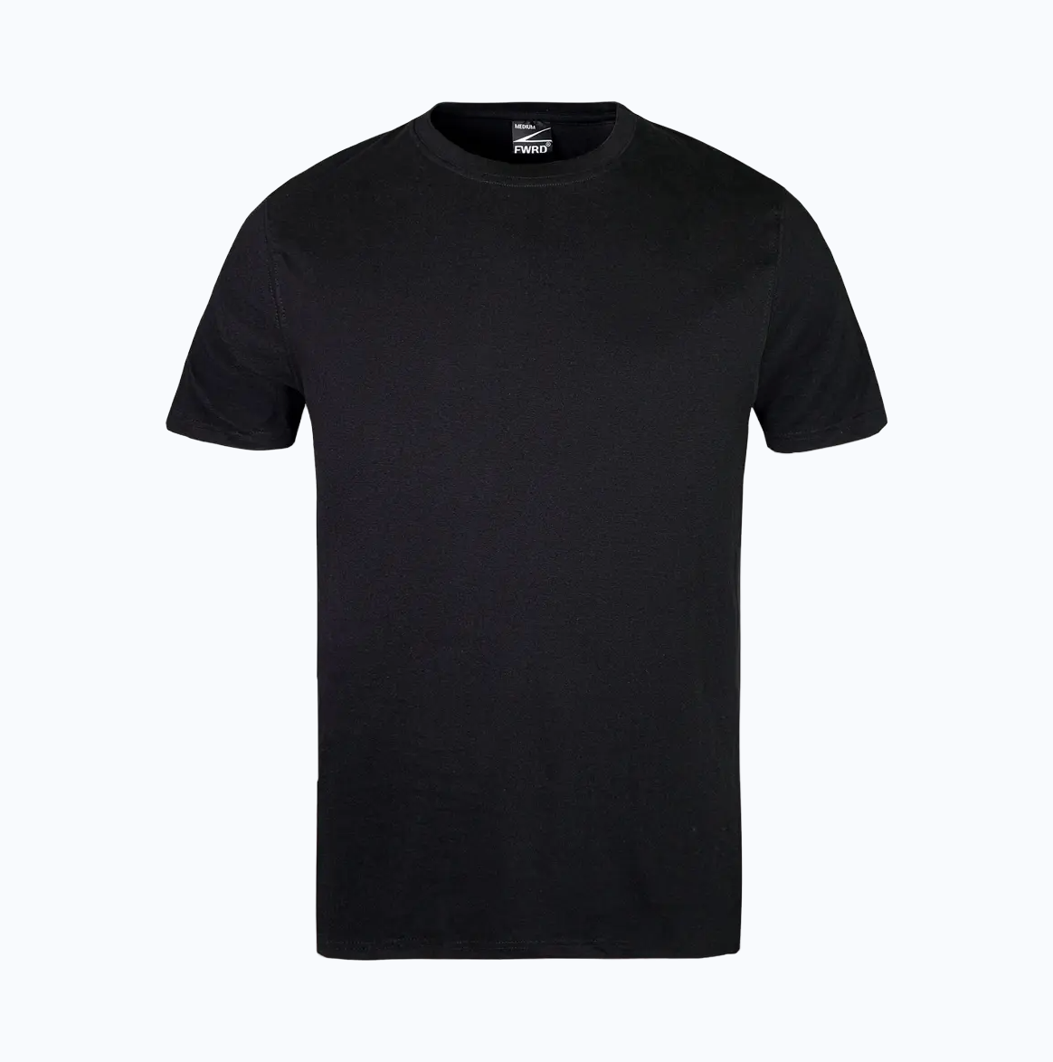 Black t-shirt on a white background