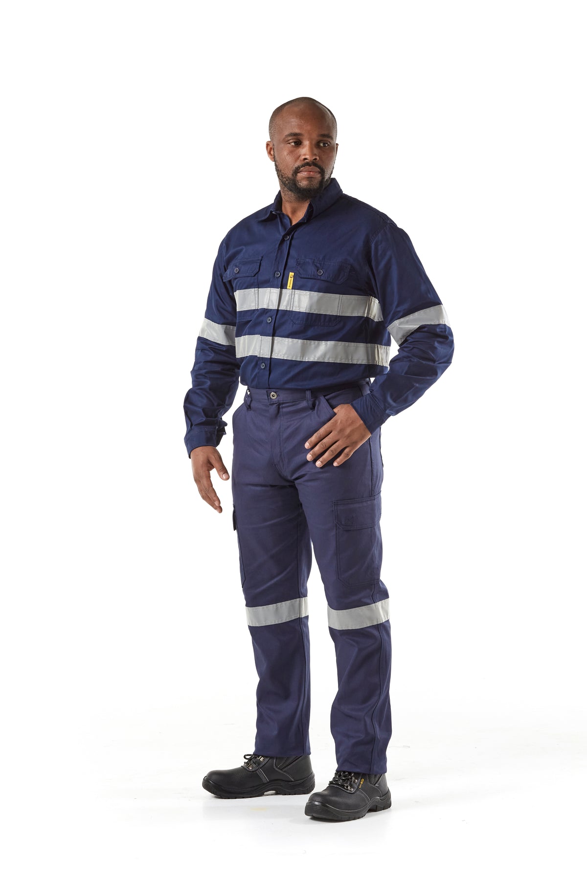 Dromex EVOTECH 65/35 Polycotton Hi-Vis Vent Long Sleeve Shirt Navy