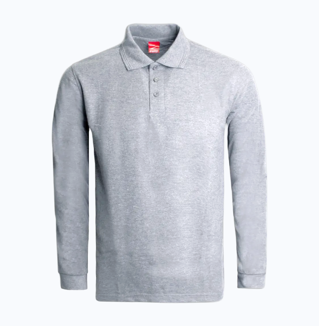 Gray long-sleeve polo shirt on a white background