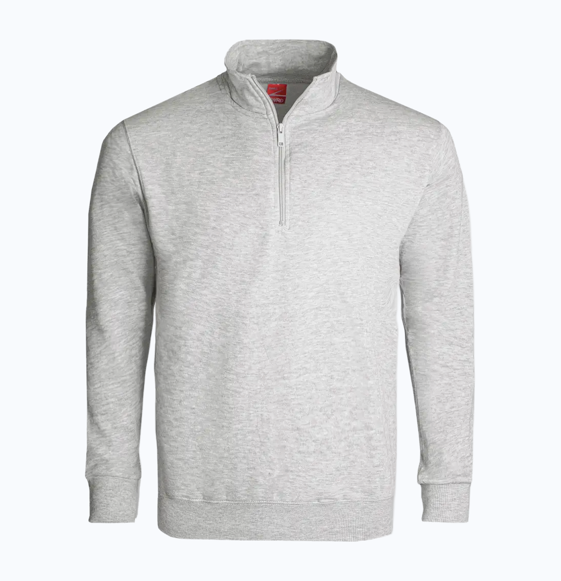 Gray half-zip sweatshirt on a white background
