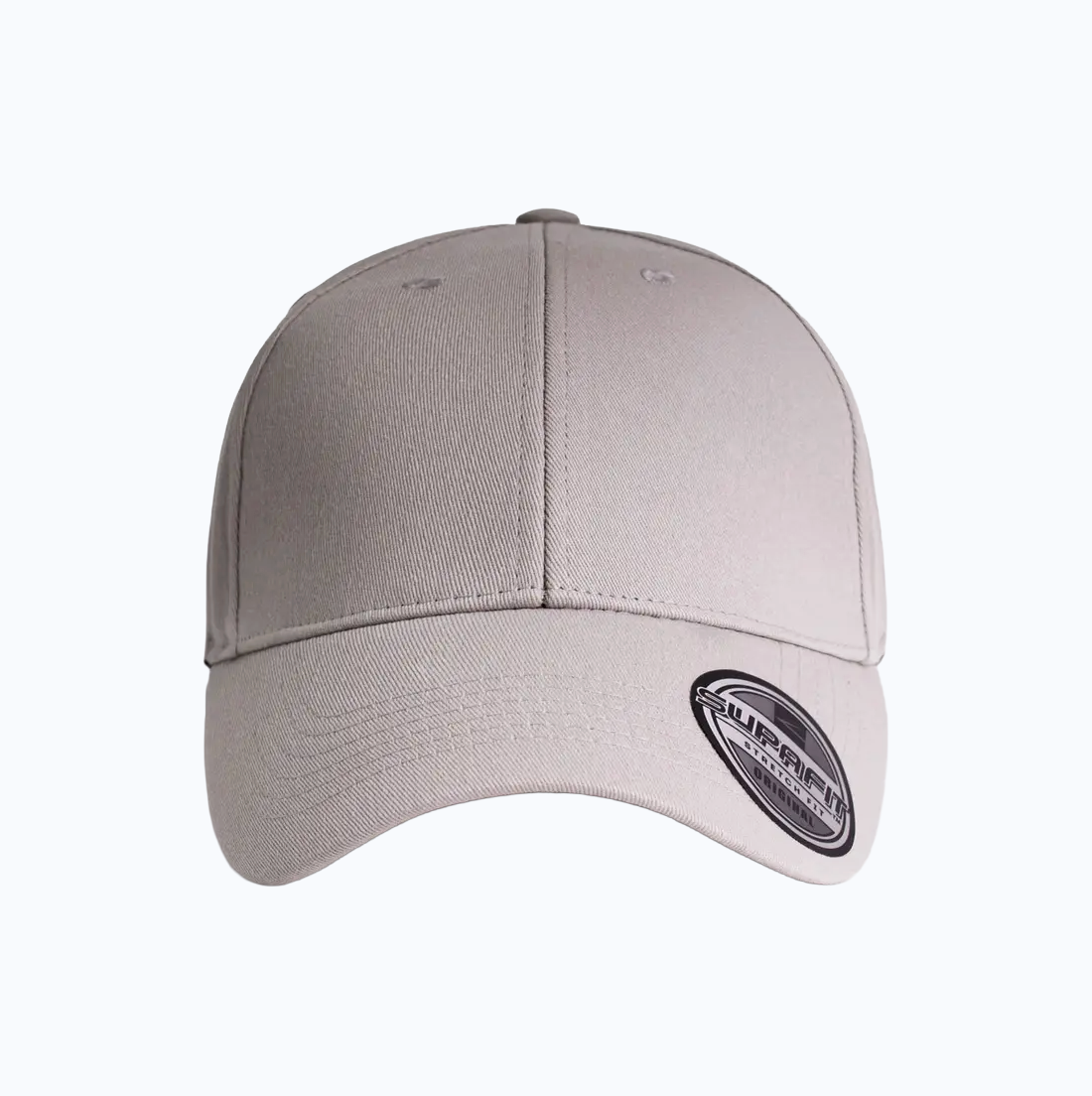 Gray cap with a brand logo on a white background