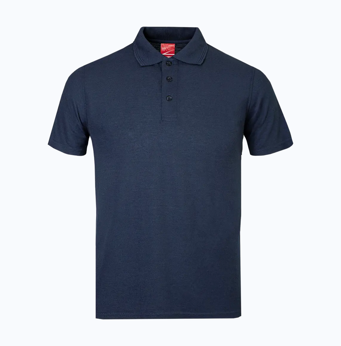 Navy blue polo shirt on a white background