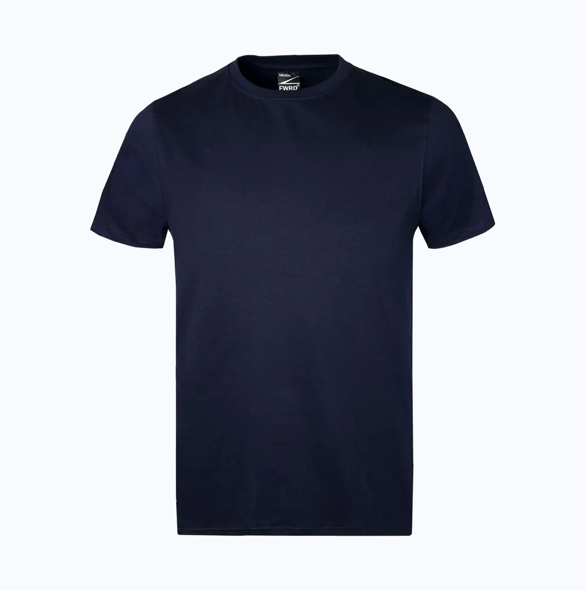 Navy blue t-shirt on a white background