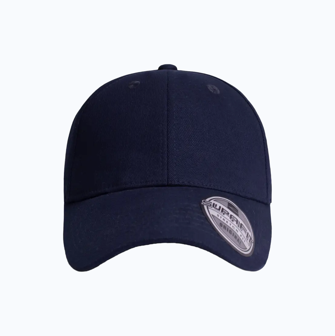 Navy blue cap with a brand logo on a white background