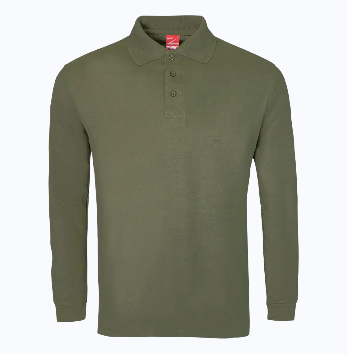 Green long-sleeve polo shirt on a white background