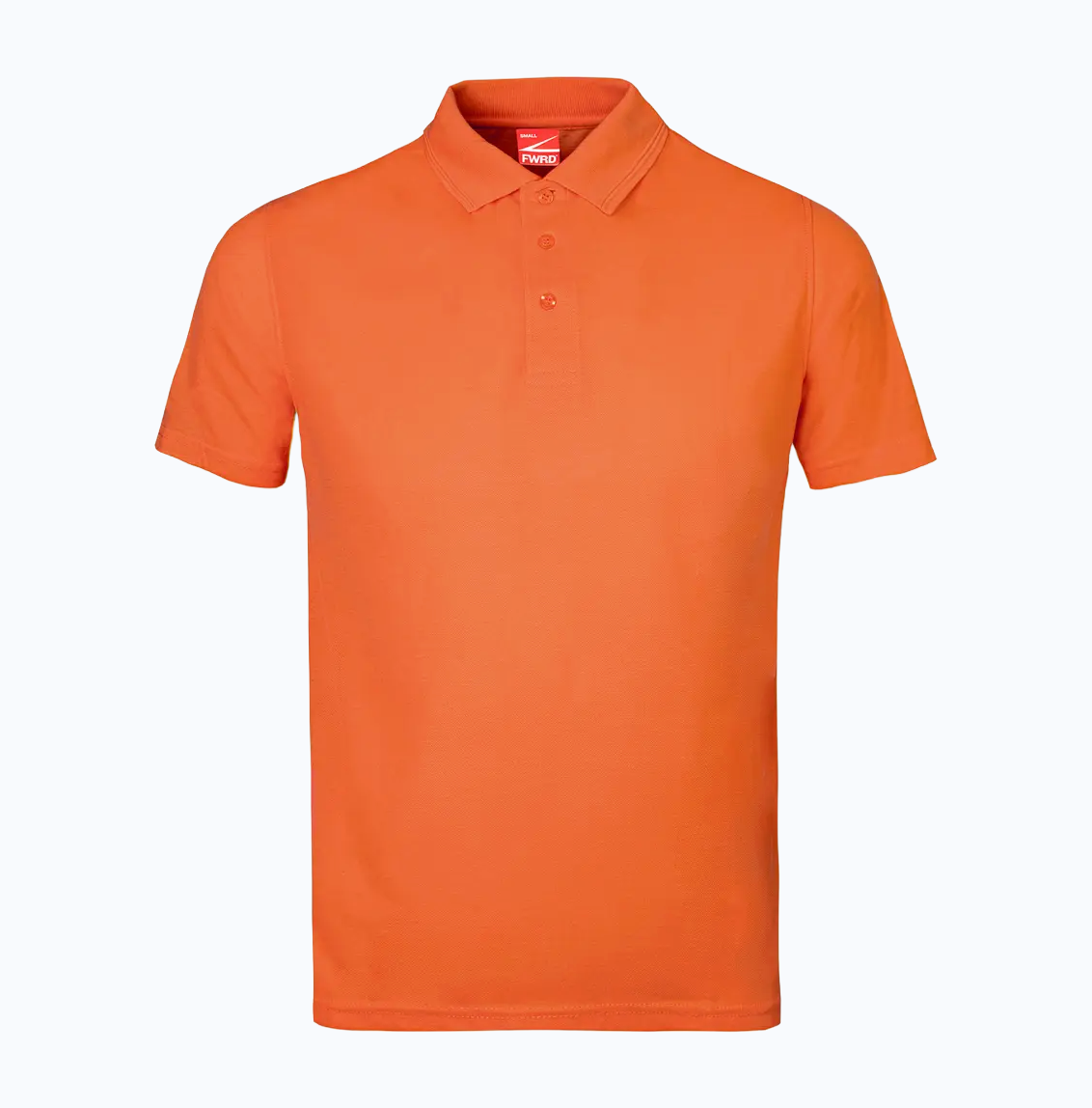 Orange polo shirt on a white background