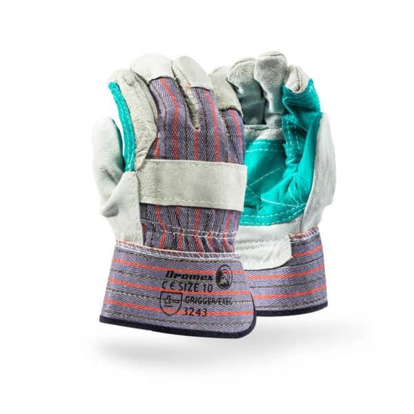 Pair of gloves with a textured pattern on a white background