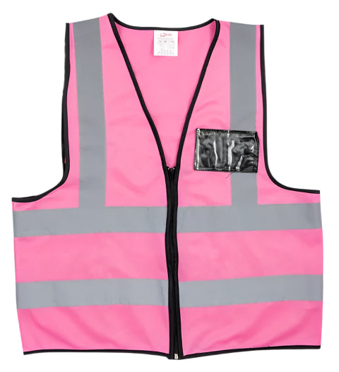 Reflective Vest ID Pocket & Zip Pink