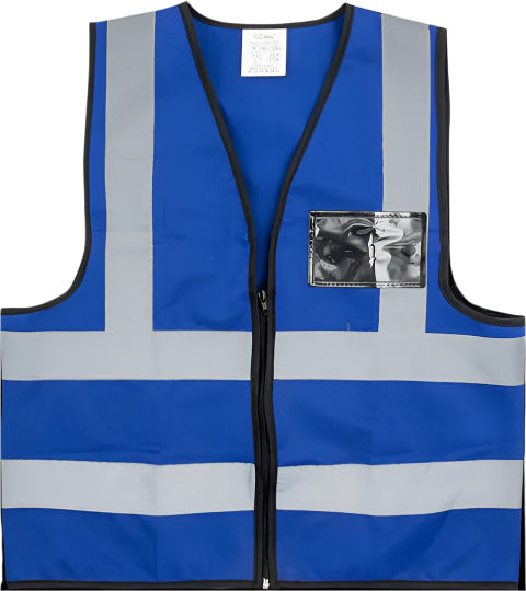 Reflective Vest ID Pocket & Zip Royal Blue
