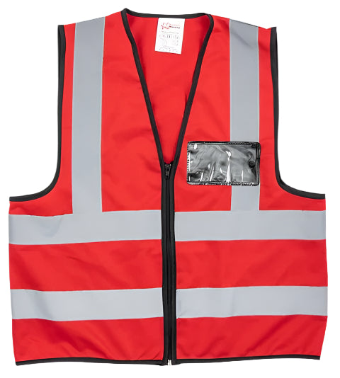 Reflective Vest ID Pocket & Zip Red