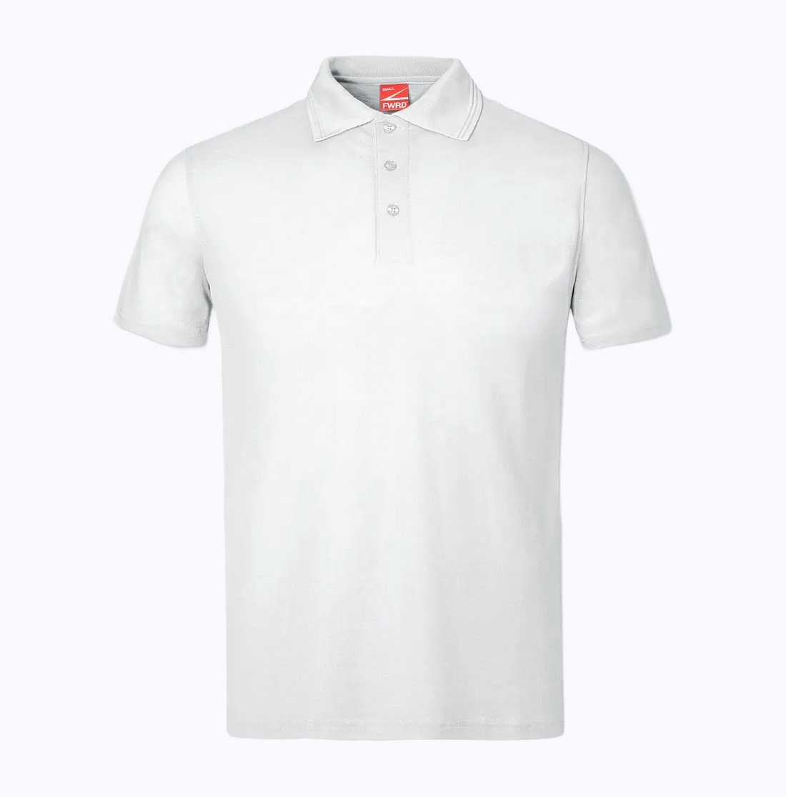 Black polo shirt with a brand logo on a white background