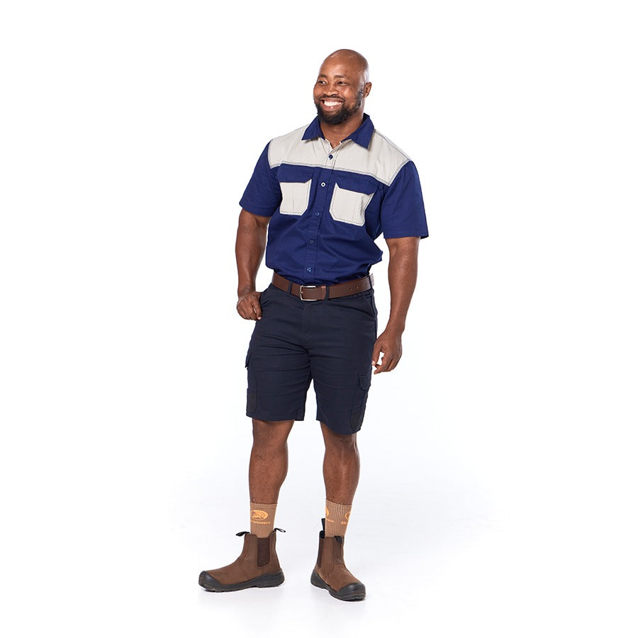 Dromex Horizon Work Shirt Short Sleeve Navy-Stone