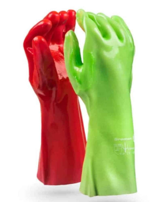 Dromex Glove PVC Hi-Viz Stop & Go Red/Green 35cm Elbow