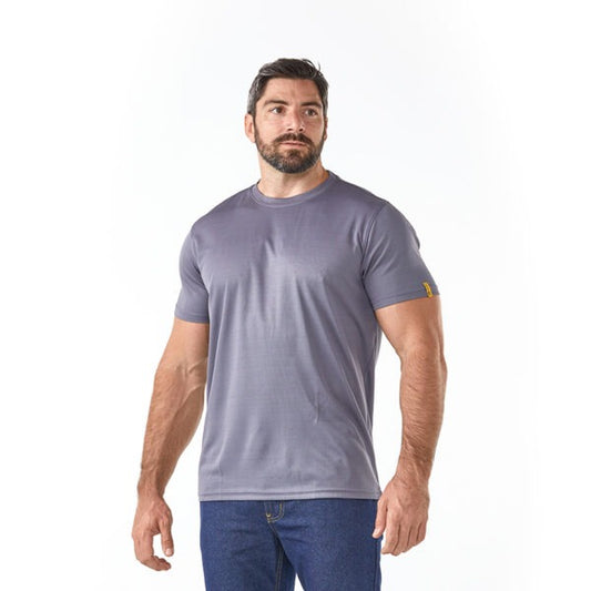Dromex 100% Polyester Quick Dry Crew Neck T-Shirt Grey Melange