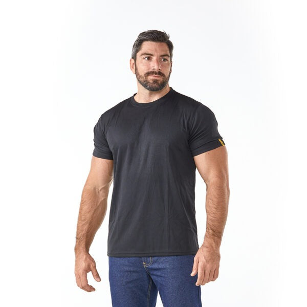 Dromex 100% Polyester Quick Dry Crew Neck T-Shirt Black