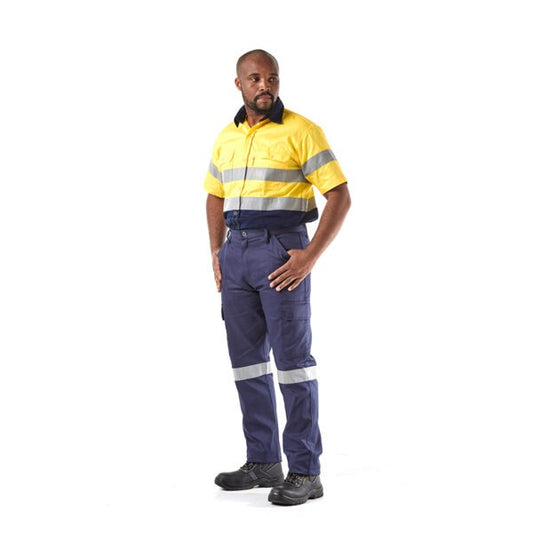 Dromex Hi Viz Vented Shirt Short Sleeve Yellow/Navy