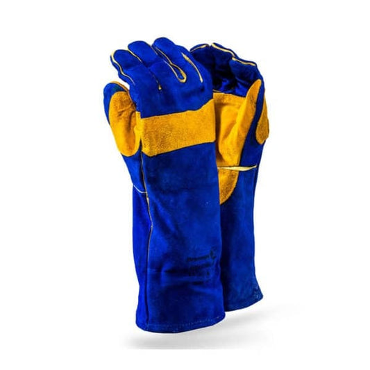 Dromex Glove Superior Blue Lined Leather Welders Elbow WELD/Blue