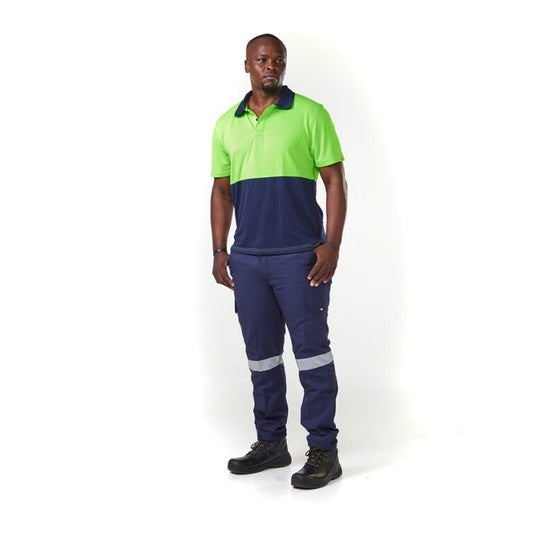 Dromex 100% Polyester Premium Quick Dry Golf Shirt 2Tone Lime/N Blue