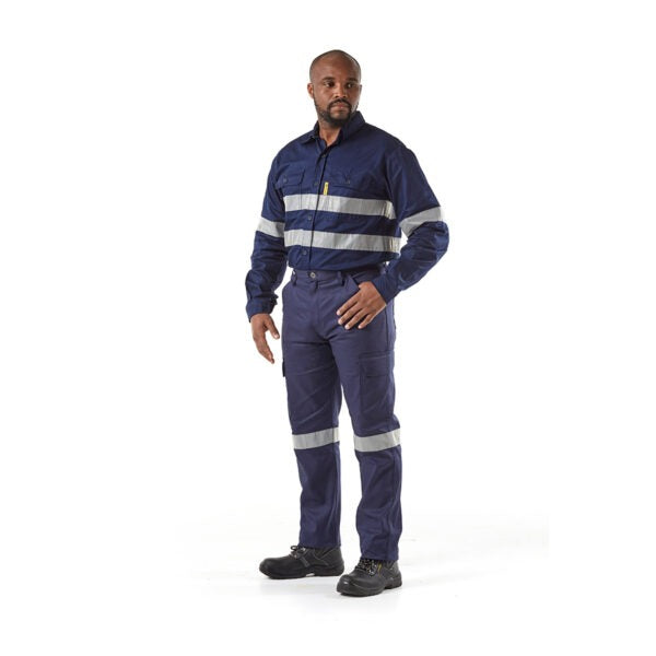 Dromex Hi Viz Vented Shirt Long Sleeve Navy Reflective
