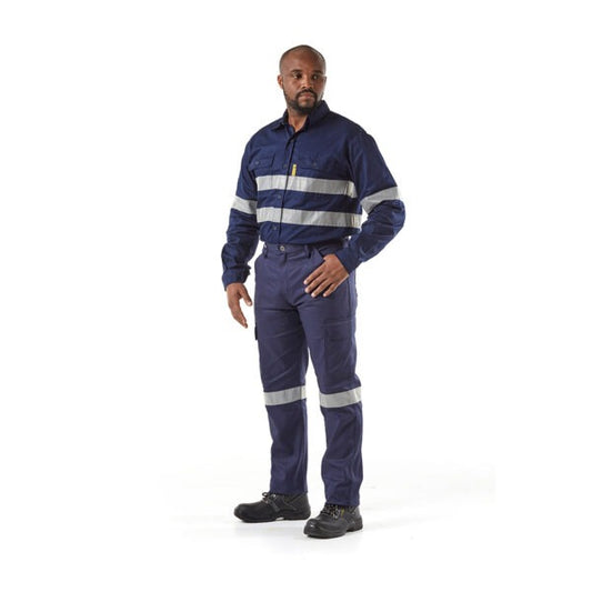 Dromex Hi Viz Vented Shirt Long Sleeve Navy Reflective