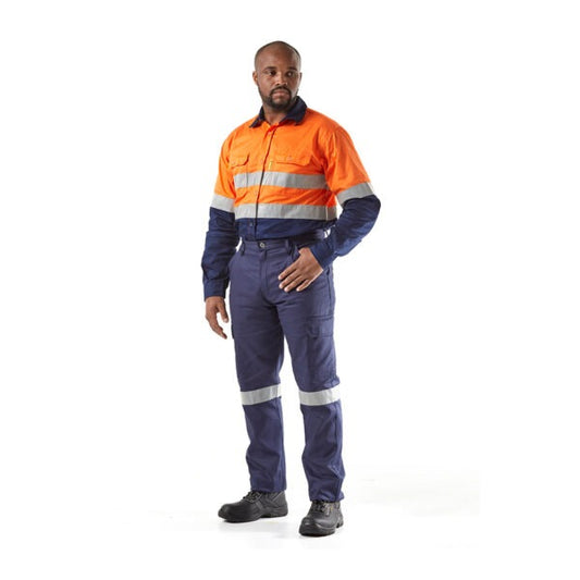 Dromex Hi Viz Vented Shirt Long Sleeve Orange/Navy