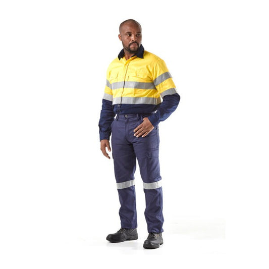 Dromex Hi Viz Vented Shirt Long Sleeve Yellow/Navy